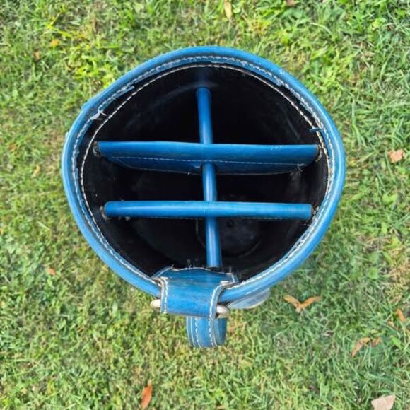 Vintage PGA 6-Way Leather/Fabric Golf Bag w/ Rain Cover - Picture 7 of 10